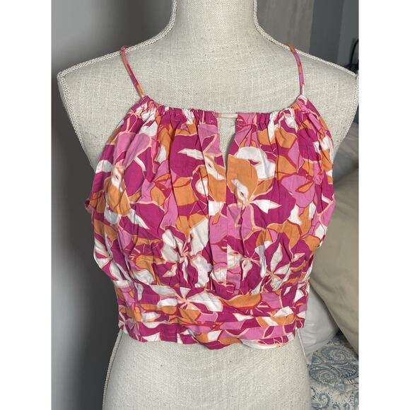 Japna Women’s Crop Tops Lot Size L Pink Floral Halter & Blue Scarf Bandana Top - Picture 10 of 13